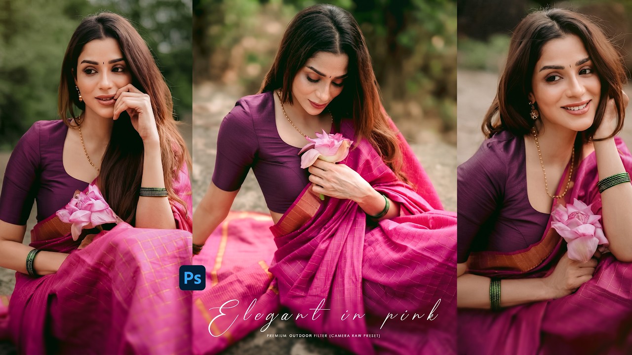 Perfect "Elegant in Pink" Outdoor Model Portrait Photoshoot Preset l photoshop tutorial