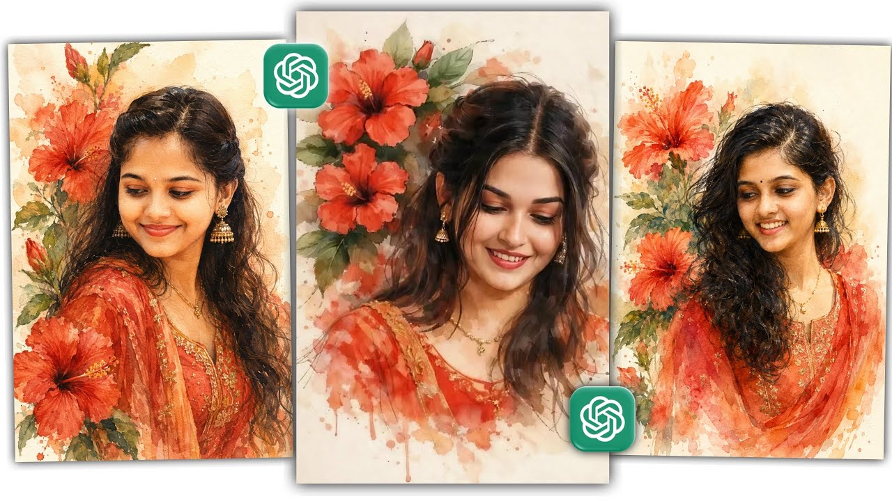 Trending Watercolor Portrait Photo Editing Chatgpt | Chatgpt photo editing telugu