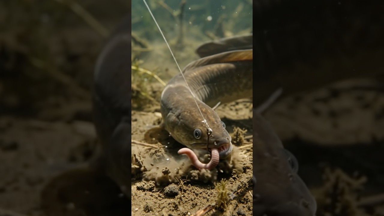Monster Eel Bites the Bait Underwater🐍🎣 #Shorts #fishing #fishinglife #underwaterfishing #relaxing